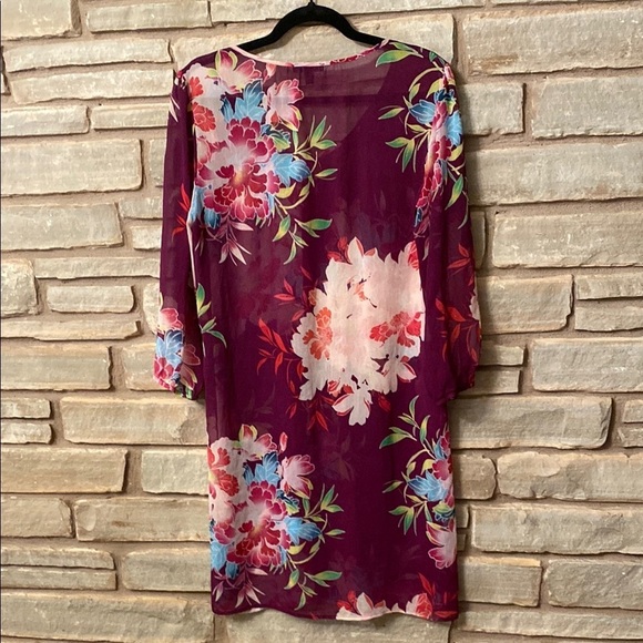 Express Women's Purple/Magenta Floral Button Up Dress Size L - Picture 5 of 6